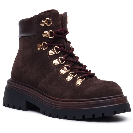 Hush Puppies Robyn Hiker Suede Women's CHOCOLATE Heeled Ankle Boots - Image 1