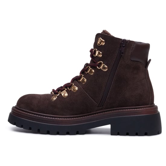 Hush Puppies Robyn Hiker Suede Women's CHOCOLATE Heeled Ankle Boots - Image 6