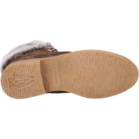 Hush Puppies Florence Suède Dames Chocolade Brede Fit Winter Enkellaarsjes - Image 3