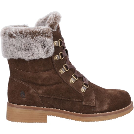 Hush Puppies Florence Suède Dames Chocolade Brede Fit Winter Enkellaarsjes - Image 5