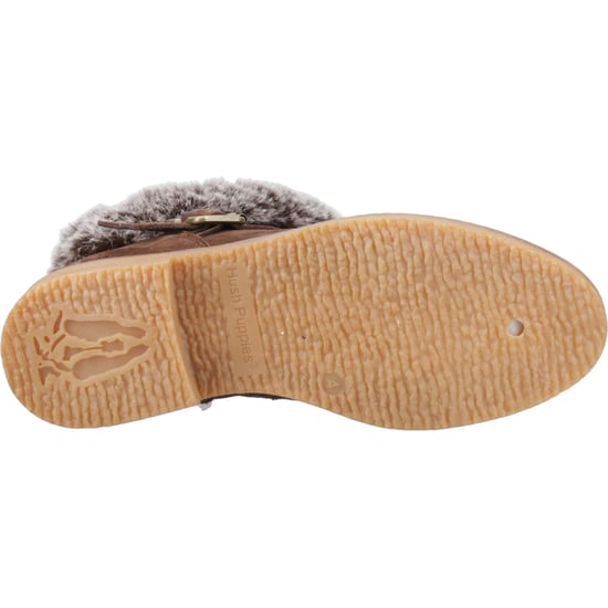 Hush Puppies Hannah Suede Dames Chocolade Brede Pasvorm Winter Enkellaarzen - Image 3