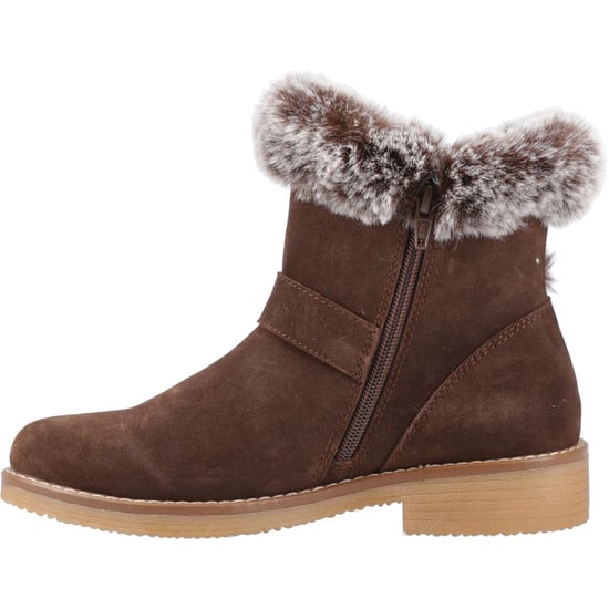 Hush Puppies Hannah Suede Dames Chocolade Brede Pasvorm Winter Enkellaarzen - Image 4