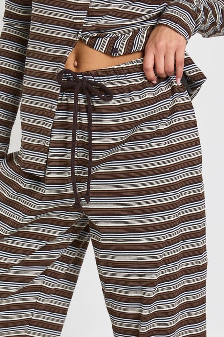 Stripe Rib Button Through Long Sleeve Top & Trouser Co Ord - Image 4
