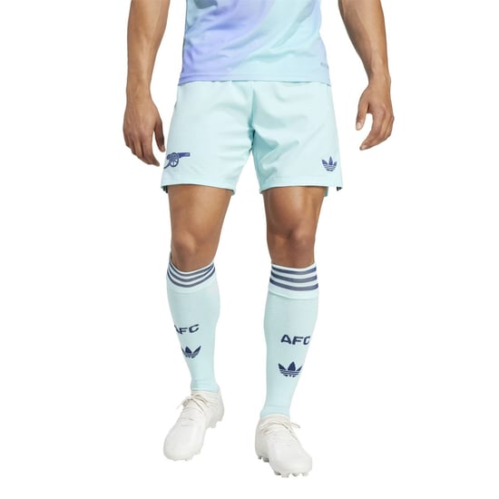 Men's adidas Arsenal Third 23 24 Aeroready Football Shorts in Claqua - Image 2