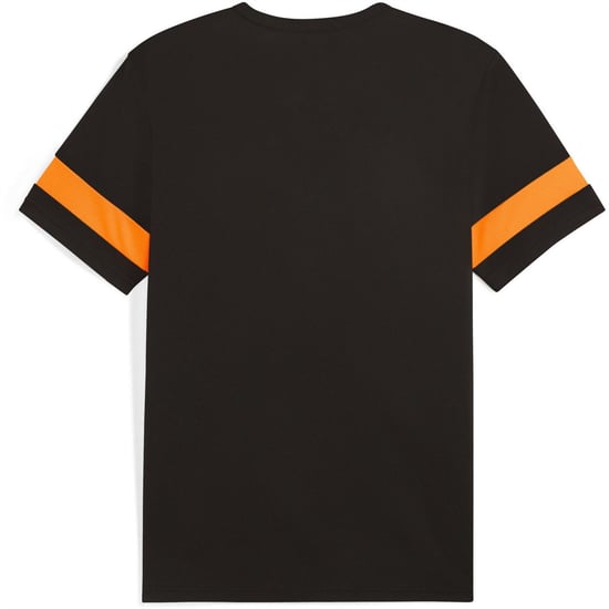 Men's Puma Attacanto Logo Jersey Short Sleeve Performance T-Shirt in Black/Heat Fi - Image 2