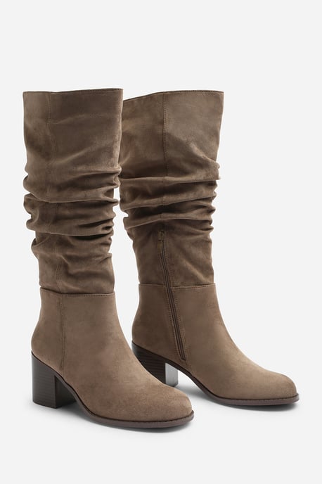 Where's That From Womens Kalenae Ruched Block Knee High Boot - Image 4