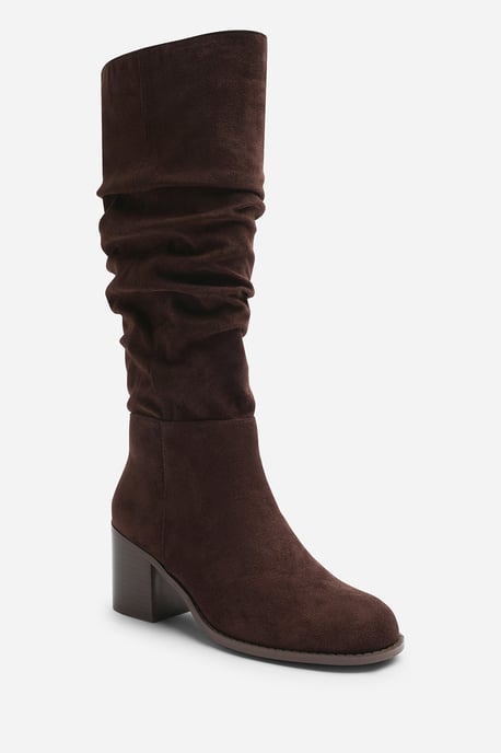 Where's That From Womens Kalenae Ruched Block Knee High Boot - Image 3