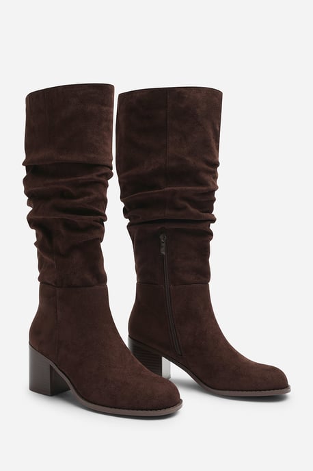 Where's That From Womens Kalenae Ruched Block Knee High Boot - Image 4