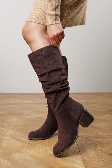 Where's That From Womens Kalenae Ruched Block Knee High Boot - Image 6