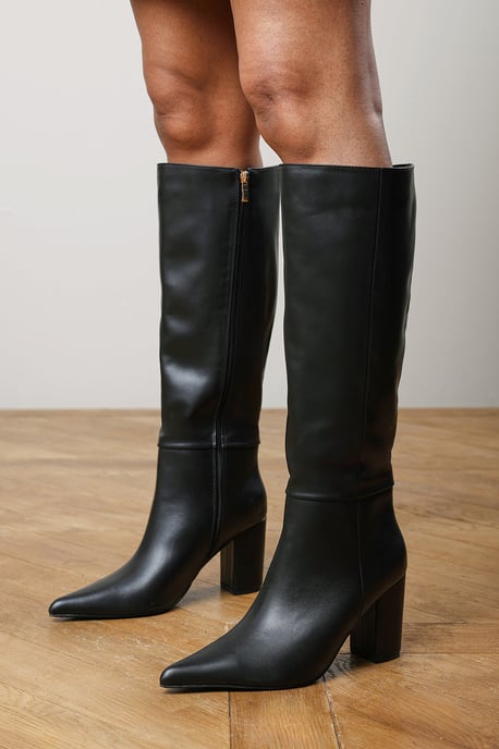 Where's That From Womens Evixa Wide Fit Knee High Pointed Toe Block Heel Boot - Image 2