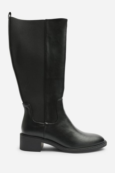 Where's That From Womens Evara Low Block Heel Elastic Stretch Knee High Riding Boot - Image 2