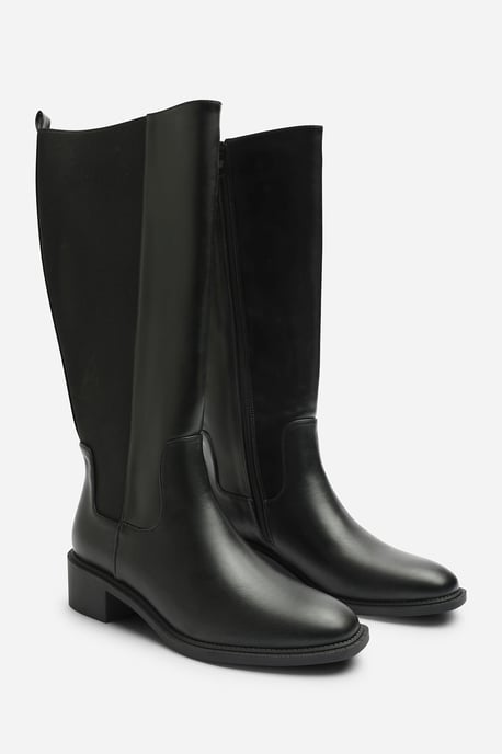 Where's That From Womens Evara Low Block Heel Elastic Stretch Knee High Riding Boot - Image 4