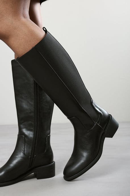 Where's That From Womens Evara Low Block Heel Elastic Stretch Knee High Riding Boot - Image 6