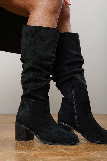 Where's That From Womens Kalenae Ruched Block Knee High Boot - Image 6