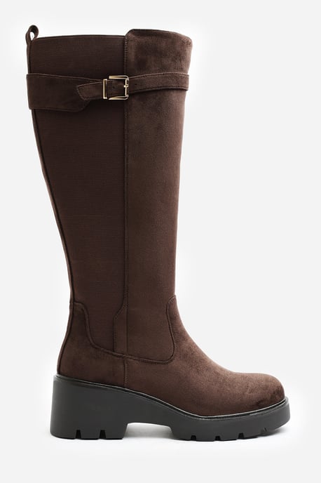 Where's That From Womens Erelia Stretch Panel Buckle Detail Wedge Boots - Image 2