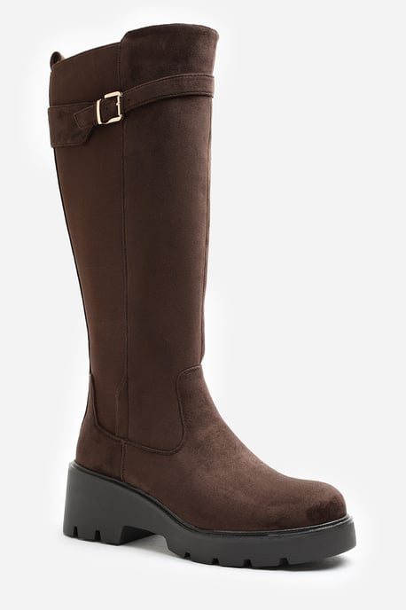 Where's That From Womens Erelia Stretch Panel Buckle Detail Wedge Boots - Image 3