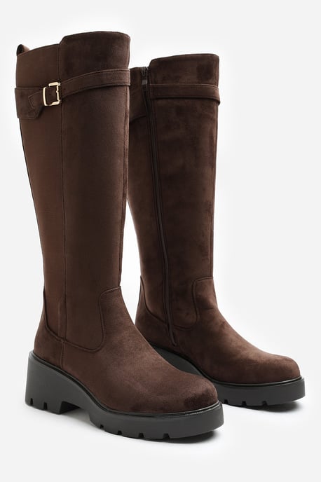 Where's That From Womens Erelia Stretch Panel Buckle Detail Wedge Boots - Image 4