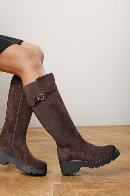 Where's That From Womens Erelia Stretch Panel Buckle Detail Wedge Boots - Image 6