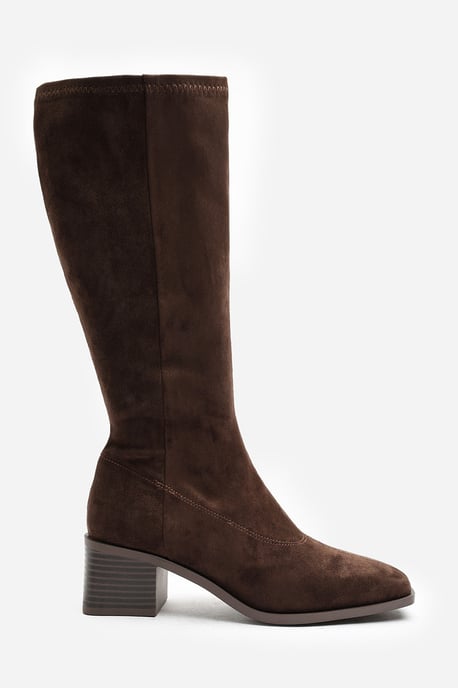 Where's That From Womens Ezzira Square Low Block Heel Stretch Knee High Boots - Image 3