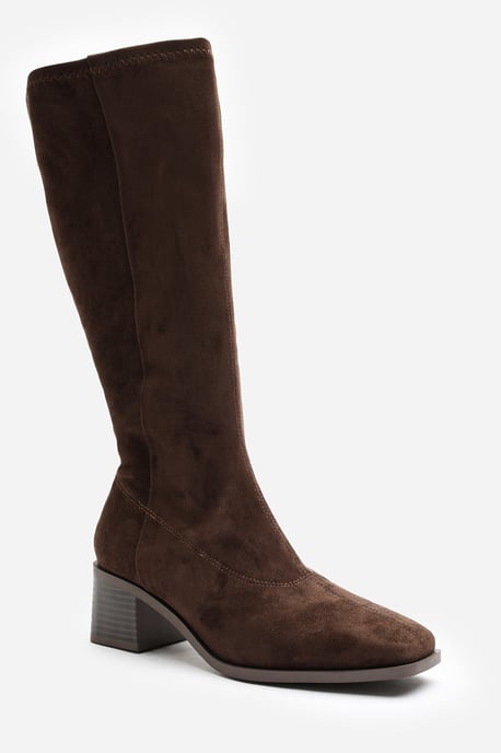 Where's That From Womens Ezzira Square Low Block Heel Stretch Knee High Boots - Image 4