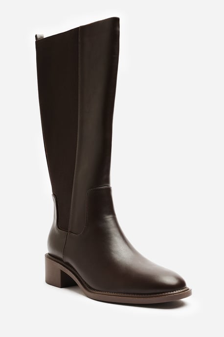 Where's That From Womens Evara Low Block Heel Elastic Stretch Knee High Riding Boot - Image 3