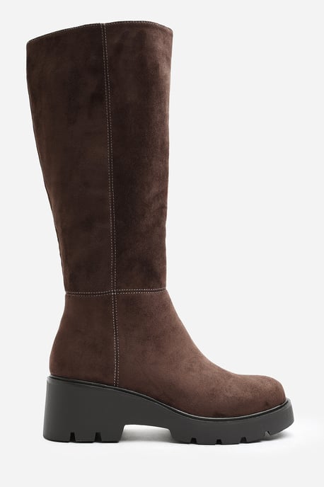 Where's That From Womens Envara Knee High Wedge Boot With Stitch Panel Detailing - Image 2