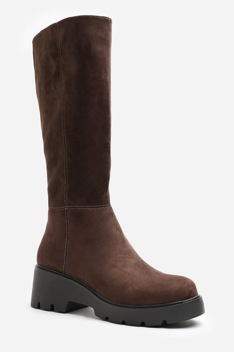 Where's That From Womens Envara Knee High Wedge Boot With Stitch Panel Detailing - Image 3