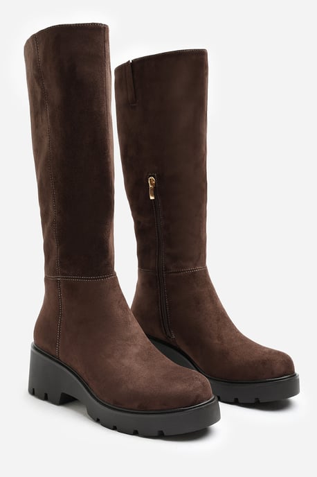 Where's That From Womens Envara Knee High Wedge Boot With Stitch Panel Detailing - Image 4