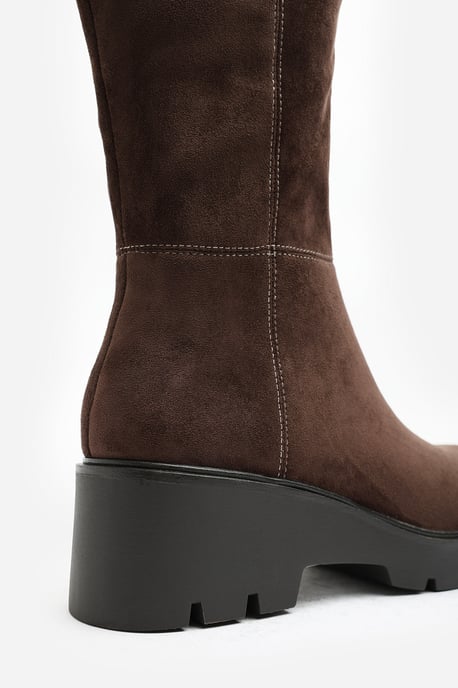 Where's That From Womens Envara Knee High Wedge Boot With Stitch Panel Detailing - Image 5
