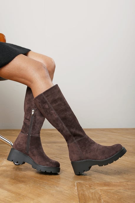 Where's That From Womens Envara Knee High Wedge Boot With Stitch Panel Detailing - Image 6