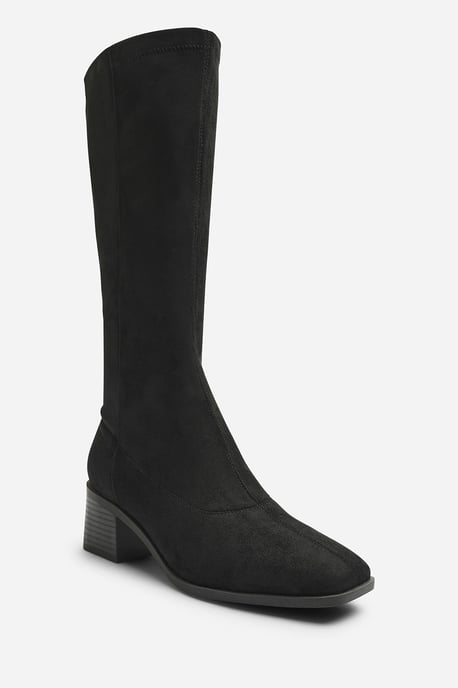 Where's That From Womens Ezzira Square Low Block Heel Stretch Knee High Boots - Image 3