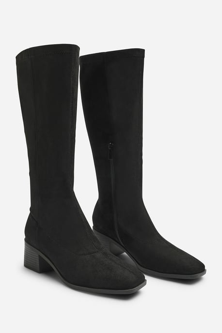 Where's That From Womens Ezzira Square Low Block Heel Stretch Knee High Boots - Image 4