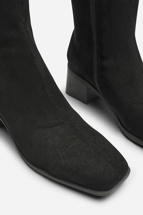 Where's That From Womens Ezzira Square Low Block Heel Stretch Knee High Boots - Image 5