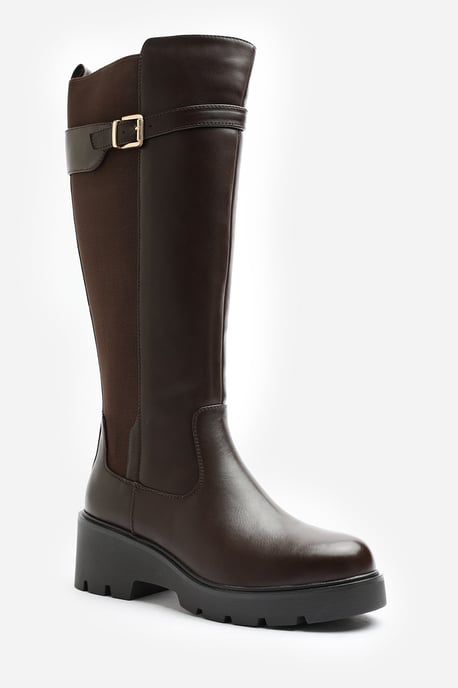 Where's That From Womens Erelia Stretch Panel Buckle Detail Wedge Boots - Image 3