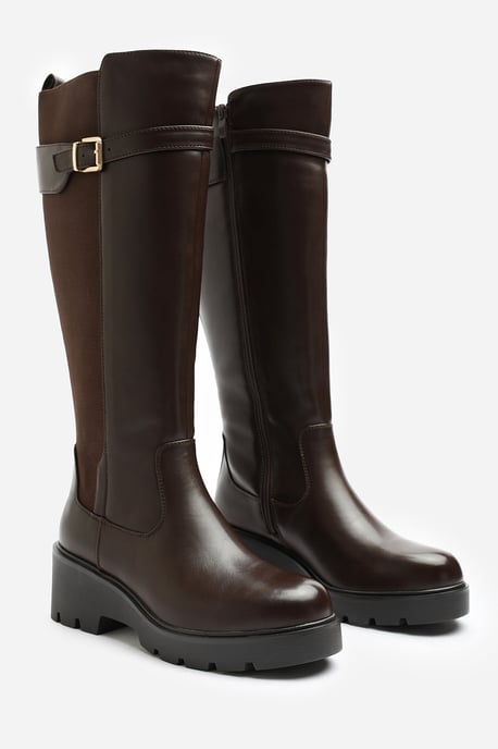 Where's That From Womens Erelia Stretch Panel Buckle Detail Wedge Boots - Image 4