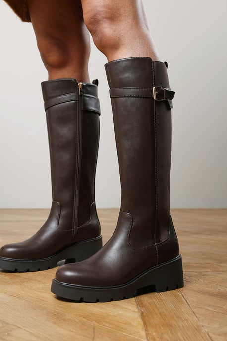Where's That From Womens Erelia Stretch Panel Buckle Detail Wedge Boots - Image 6