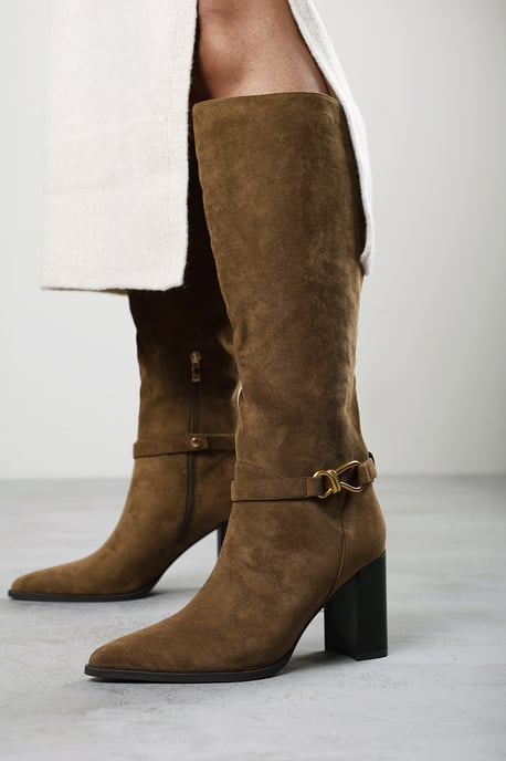 Where's That From Womens Winona Knot Trim Detail Knee High Boots - Image 1