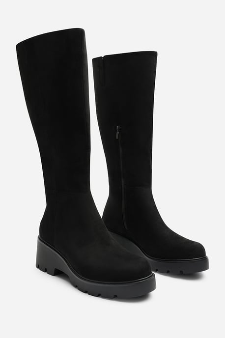 Where's That From Womens Envara Knee High Wedge Boot With Stitch Panel Detailing - Image 4