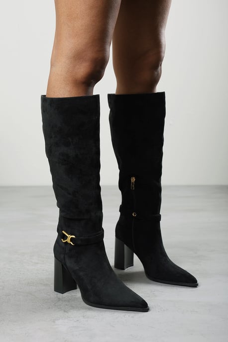 Where's That From Womens Winona Knot Trim Detail Knee High Boots - Image 1