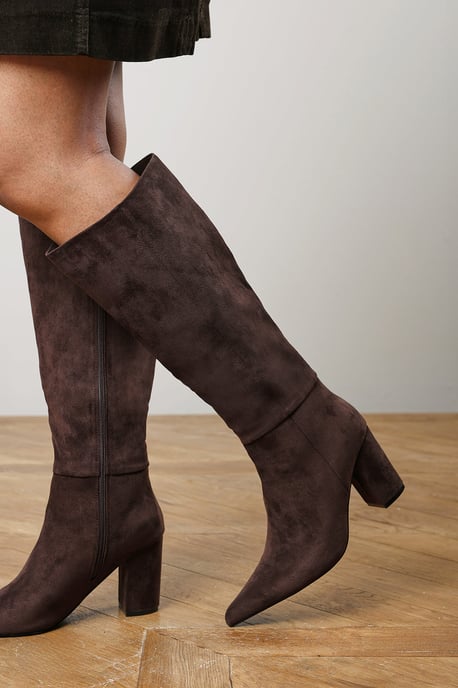 Where's That From Womens Evixa Wide Fit Knee High Pointed Toe Block Heel Boot - Image 1