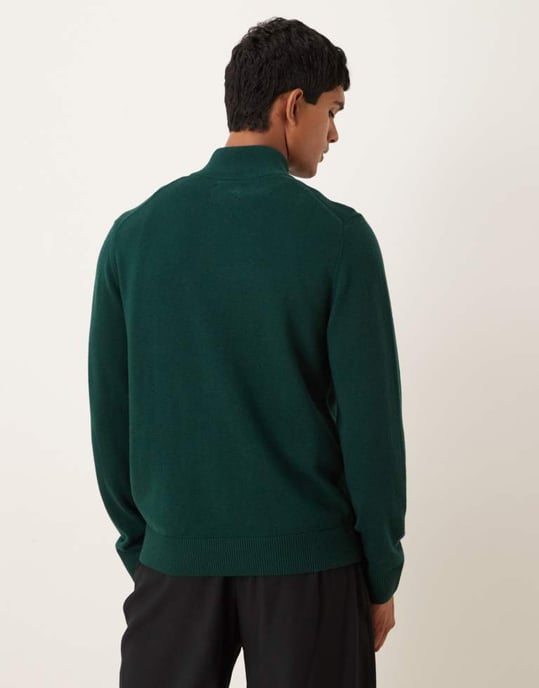Abercrombie & Fitch långärmad tröja med bröstlogotyp och halvlång dragkedja i grön - Image 3