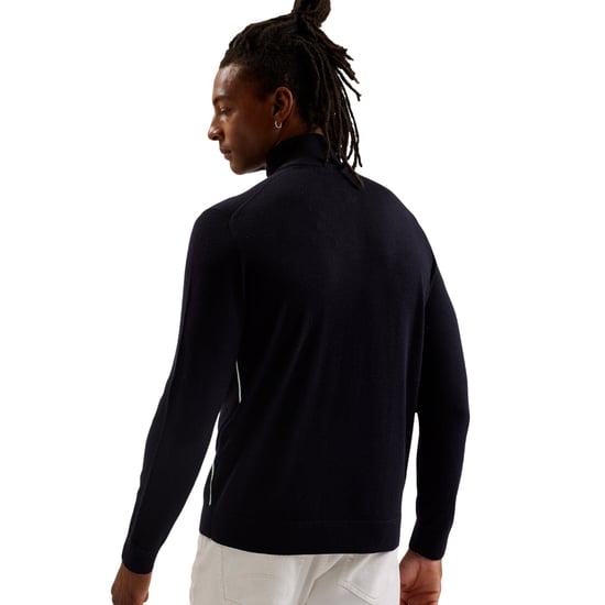 Ted Baker Fashbee Branded Merino Half Zip Navy Jumper - Image 2