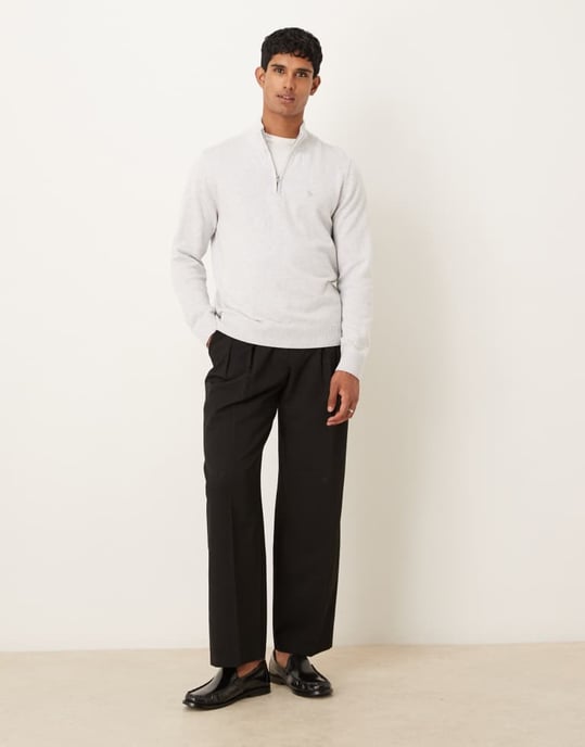 Abercrombie & Fitch långärmad tröja med bröstlogotyp och halvdragkedja i grått - Image 2