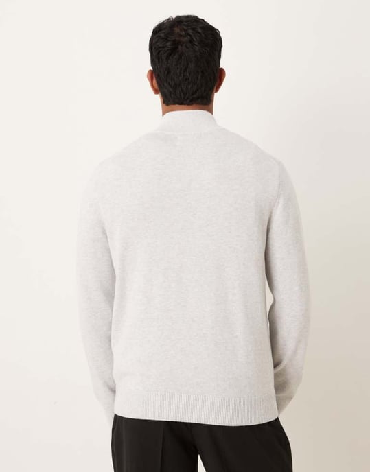 Abercrombie & Fitch långärmad tröja med bröstlogotyp och halvdragkedja i grått - Image 3