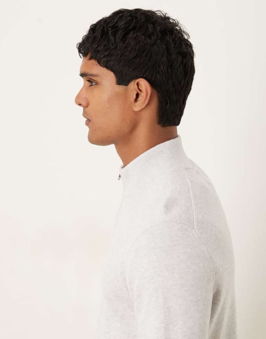 Abercrombie & Fitch långärmad tröja med bröstlogotyp och halvdragkedja i grått - Image 4