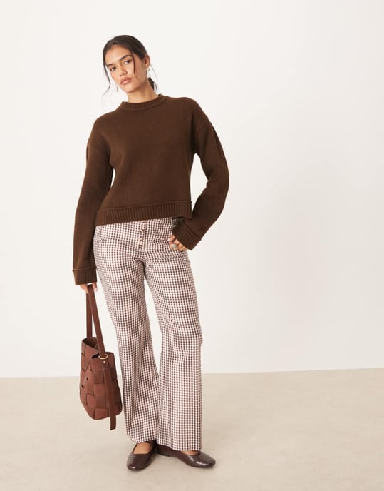 ASOS DESIGN stickad tröja i chokladbrun - Image 3