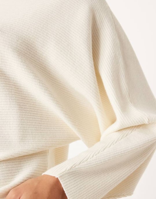 ASOS DESIGN stickad supersoft batwing jumper i ecru - Image 3