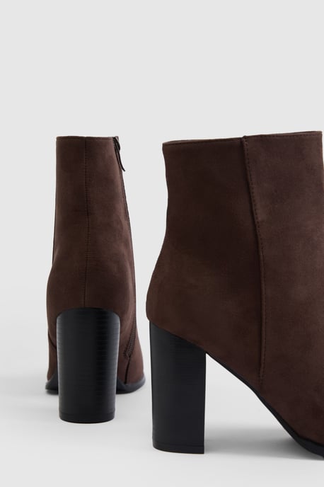 Faux Suede High Block Ankle Boots - Image 4