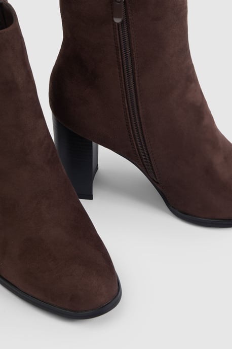 Faux Suede High Block Ankle Boots - Image 5