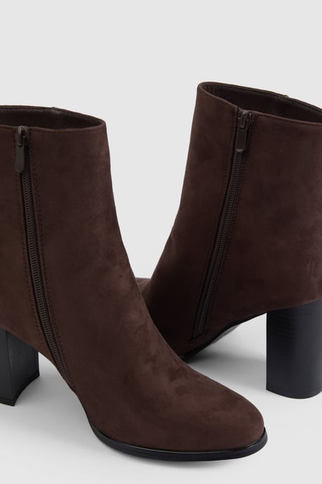 Faux Suede High Block Ankle Boots - Image 6